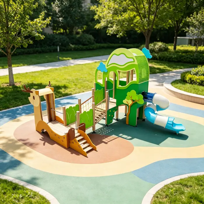 Cute Deer Adventure Play Structure with Slide and Climbing Structure | Commercial Playground| Custom Kids Outdoor Play Equipment| Commercial Outdoor Playground for Parks & Schools