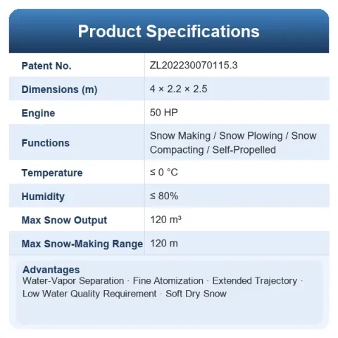 4 in 1 self propelled fuel powered snow making machine parameters