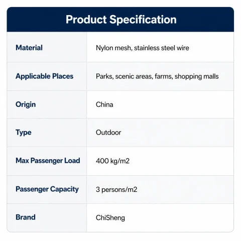 adventure park equipment parameters