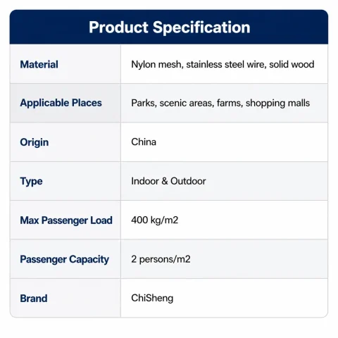 aerial adventure park equipment parameters