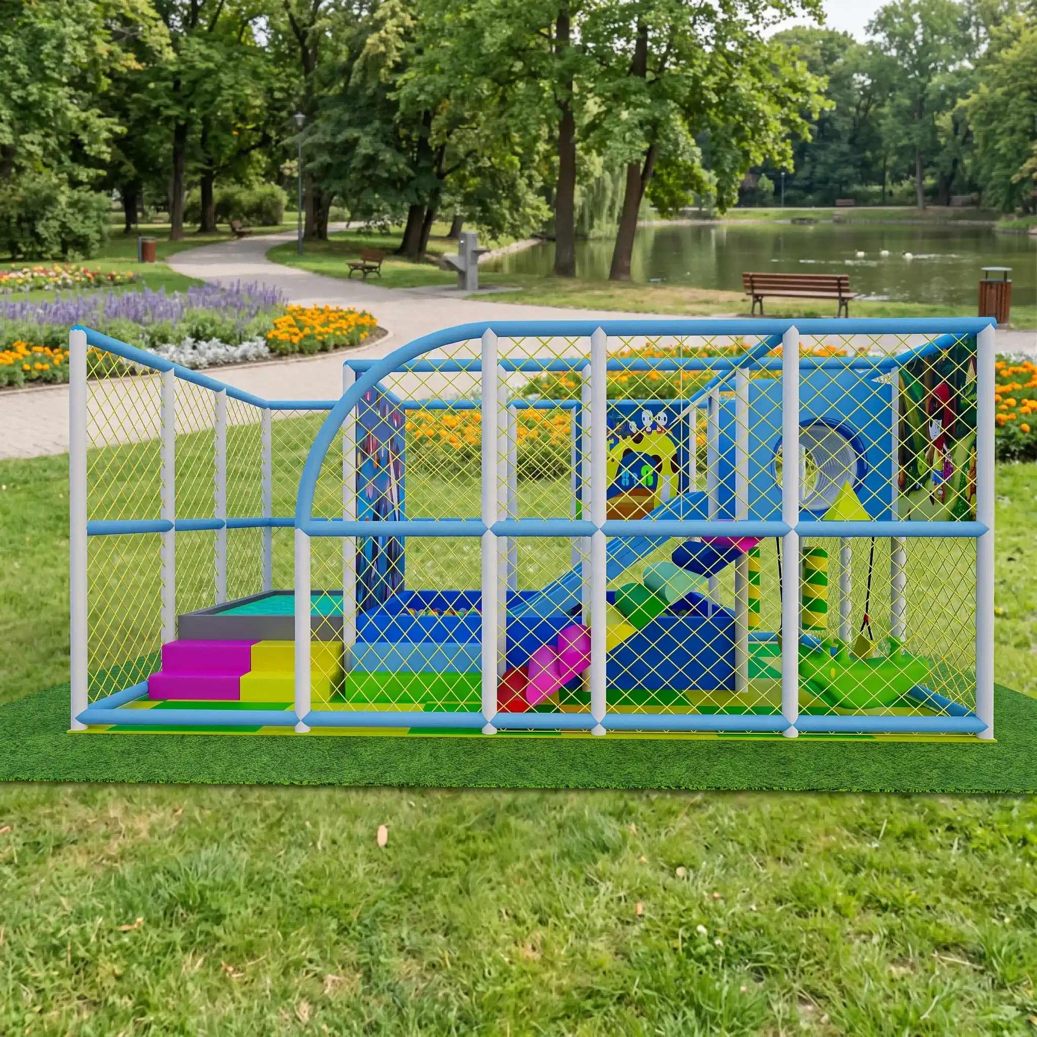 children’s multi level climbing net structure9