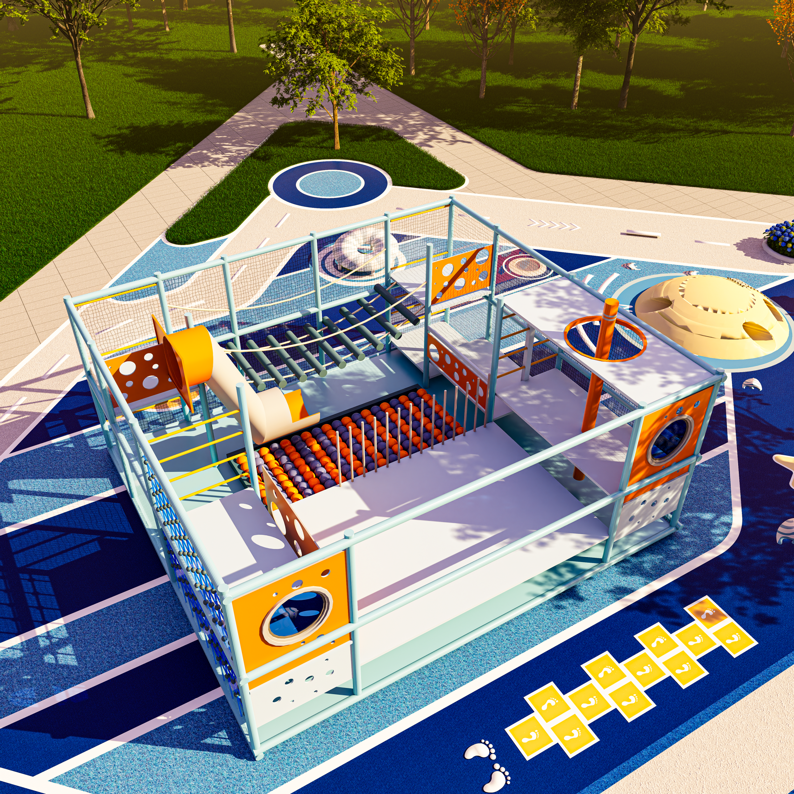 children’s multi level climbing park2