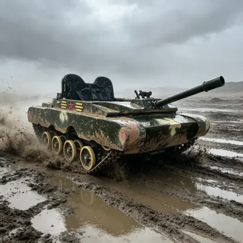 fuel powered tracked amusement tank 3