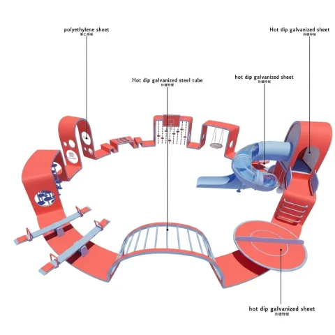 ring shaped playground with slide,seesaw & basketball hoop6
