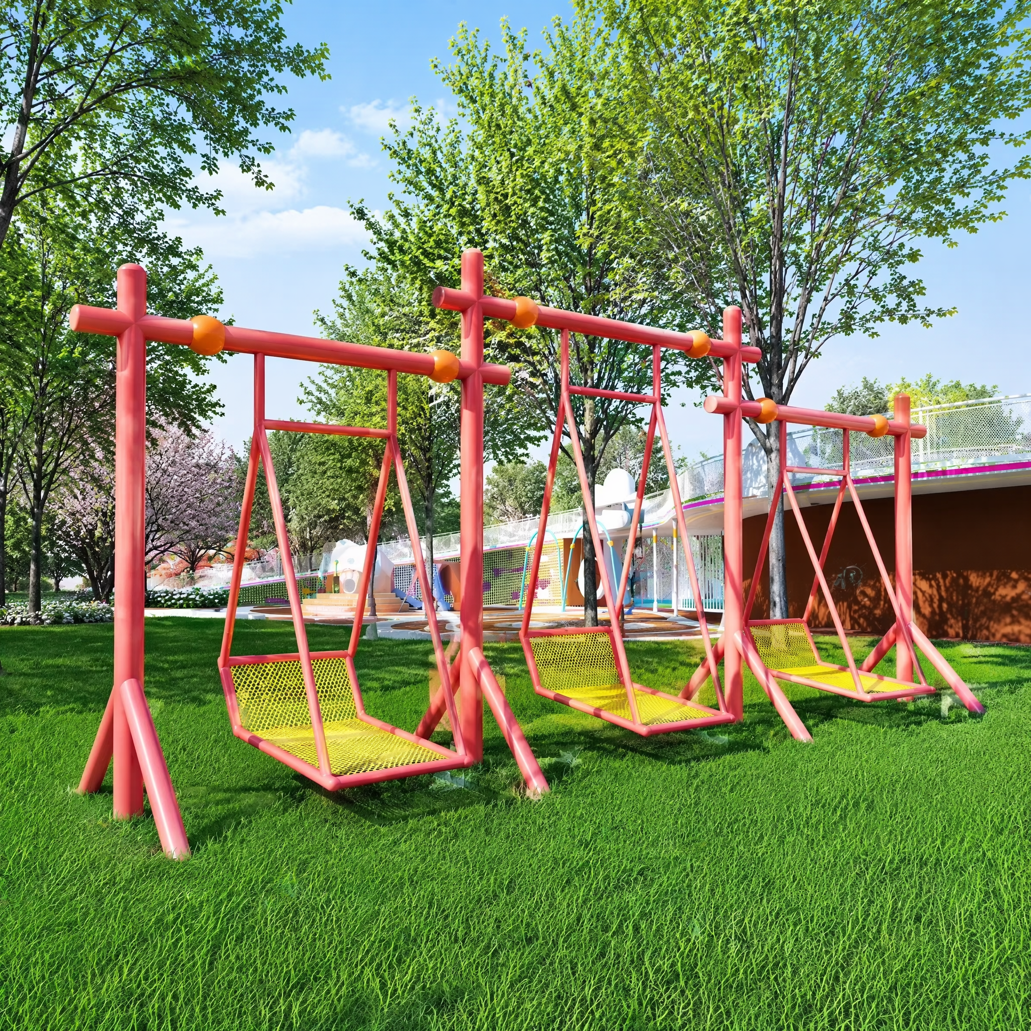 】3 person reclining swing3