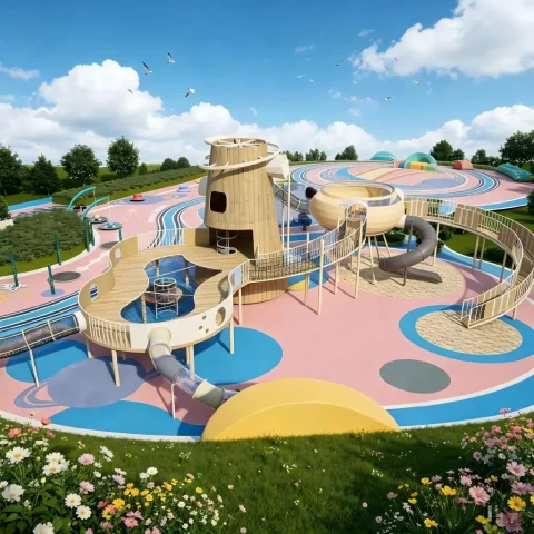 Wooden House World Playground | Large Custom Timber Climbing Play Equipment for Commercial Parks, Gardens & Residential Areas – Factory Direct
