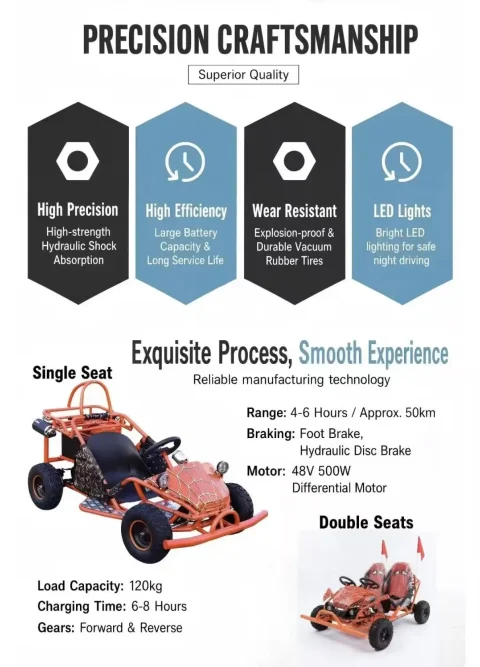 2 seater dual steering wheel off road go kart8