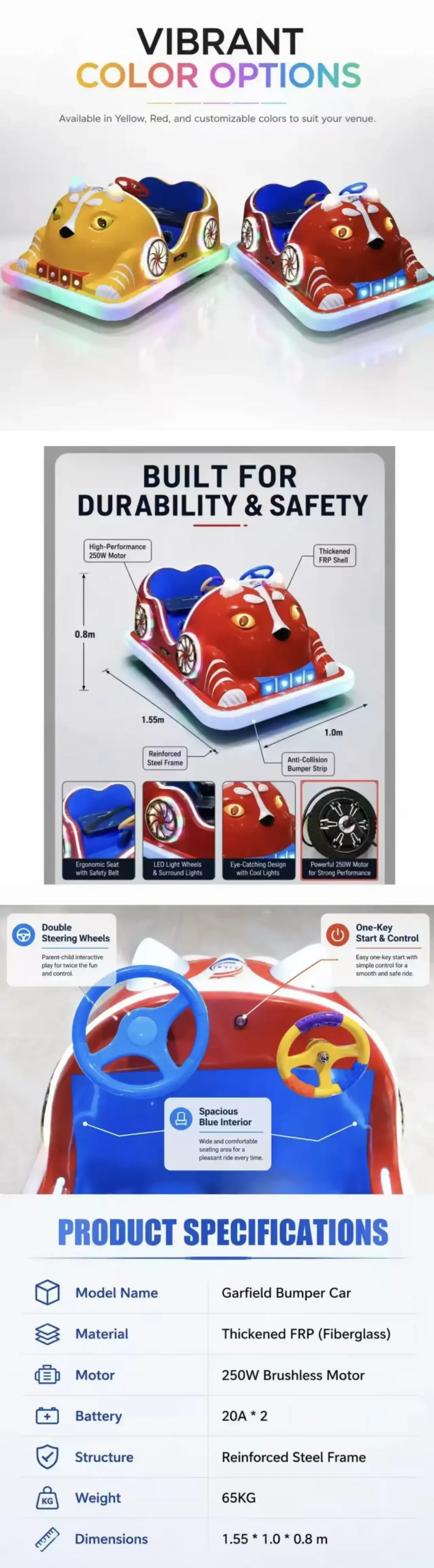 cartoon garfield electric bumper car7