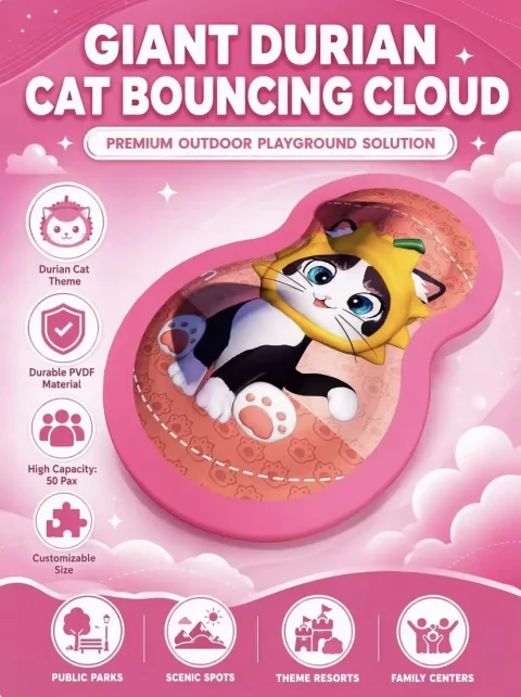 custom cartoon cat irregular elastic trampoline2