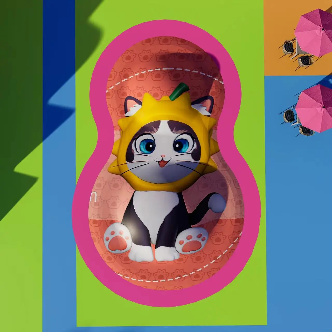 custom cartoon cat irregular elastic trampoline8