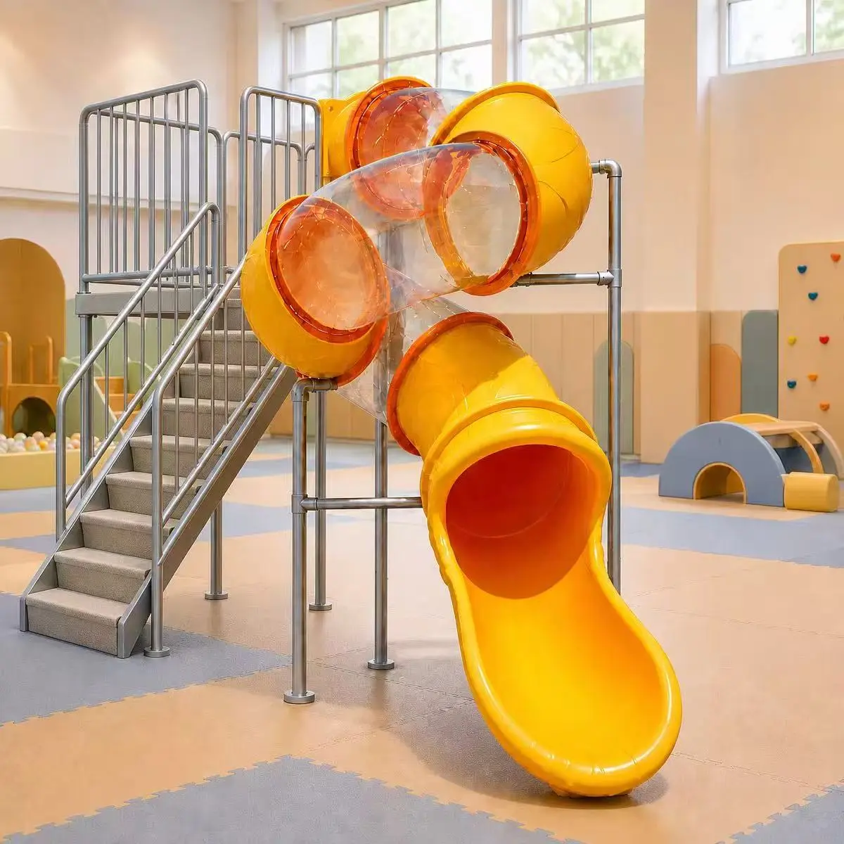 custom curved hdpe transparent tube play slide4