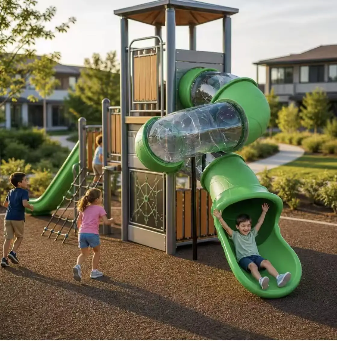 custom curved hdpe transparent tube play slide6