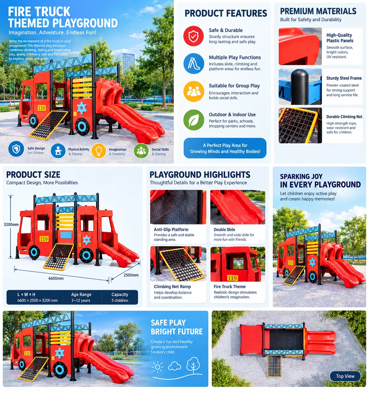 fire engine themed combo playground slide10