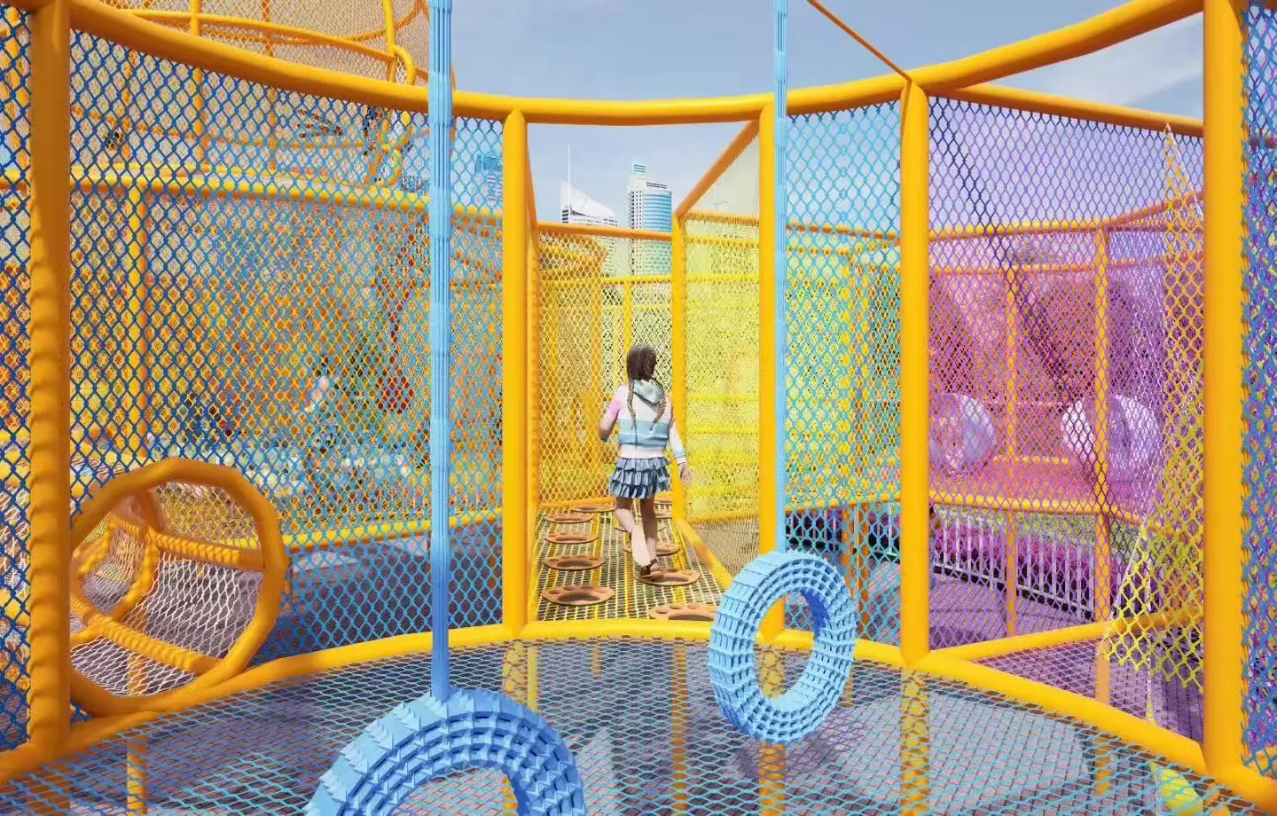 kids 3d climbing rope net playground1