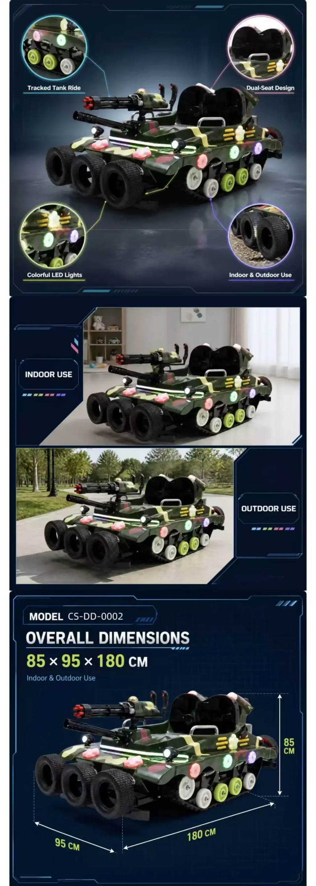 kids electric tracked tank ride on car9