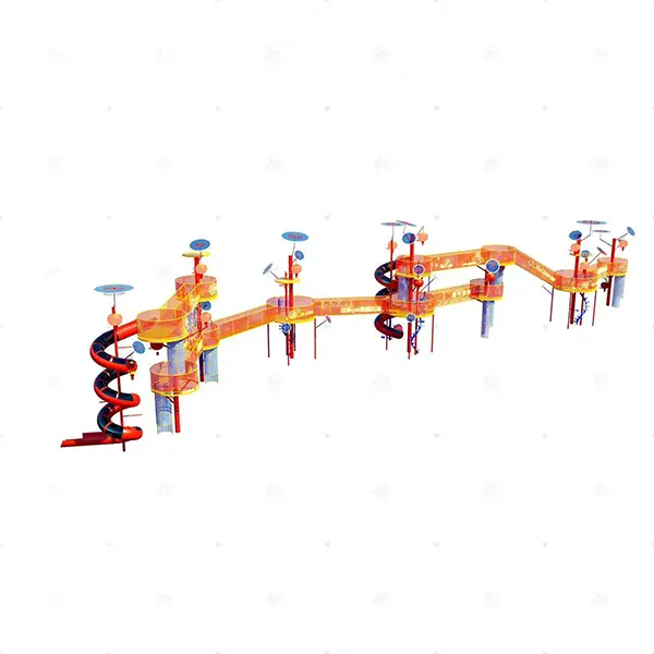 themed canopy climbing tower with double spiral slides9