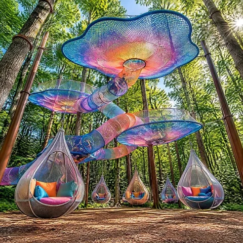 forest rainbow cloud nest