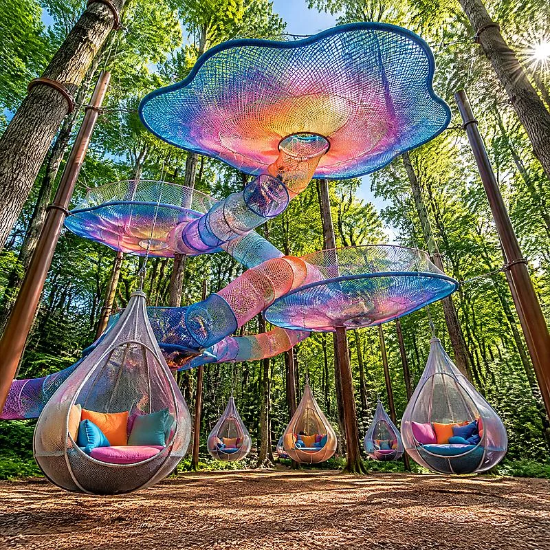 forest rainbow cloud nest